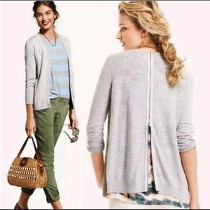 Cabi Gray Zipper Back Cobblestone Cardigan
